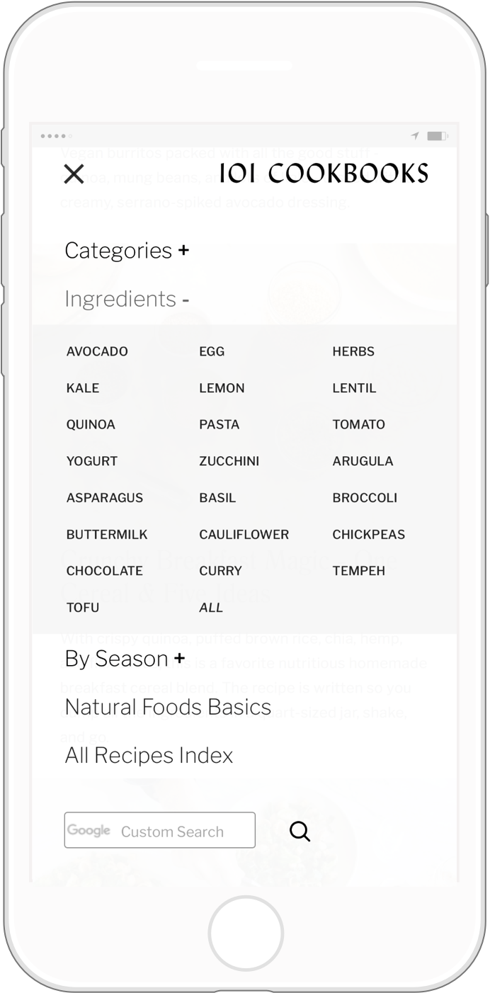 101 Cookbooks Menu